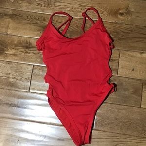 NO BOUNDARIES Hot Red Peek-a-boo Swimsuit size Med